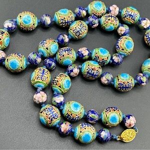 Silver Cloisonné Enamel Beaded Necklace